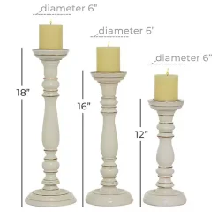 Daisy White Rustic 3-pc. Candle Holder Set