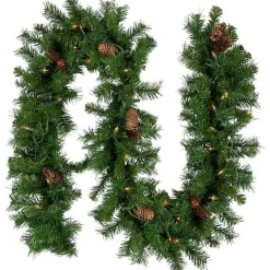 Dakota Pinecone Clear LED Lit Garland, 108 in.