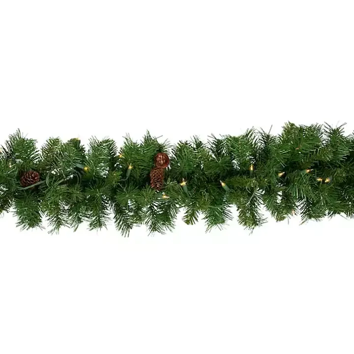 Dakota Pinecone Clear LED Lit Garland, 108 in.