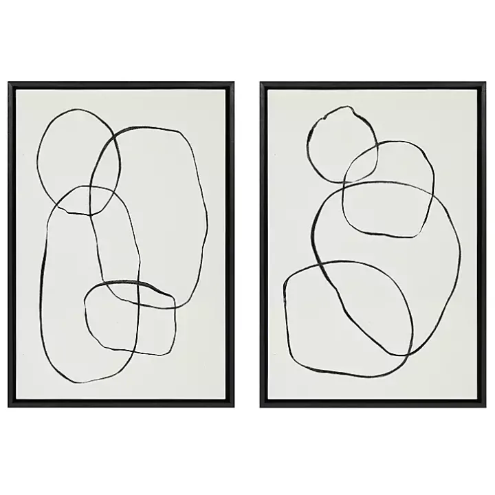 Dancing Circles Framed Canvas Art Prints, Set of 2