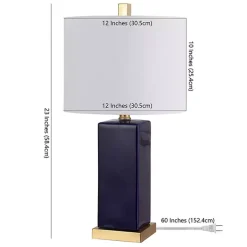 Dark Blue Ceramic Square Wendi Table Lamp