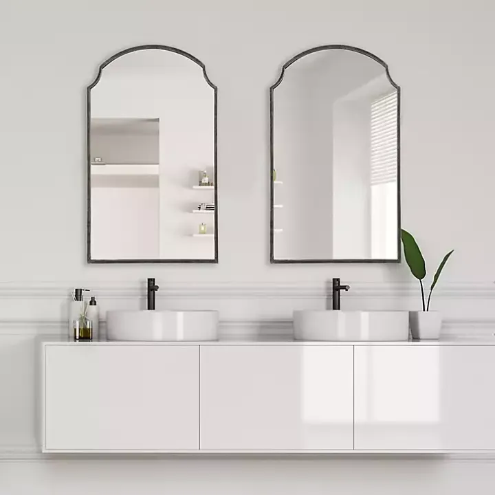 Dark Bronze Arched Scallop Edge Wall Mirror