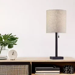 Dark Bronze Square Base Table Lamp
