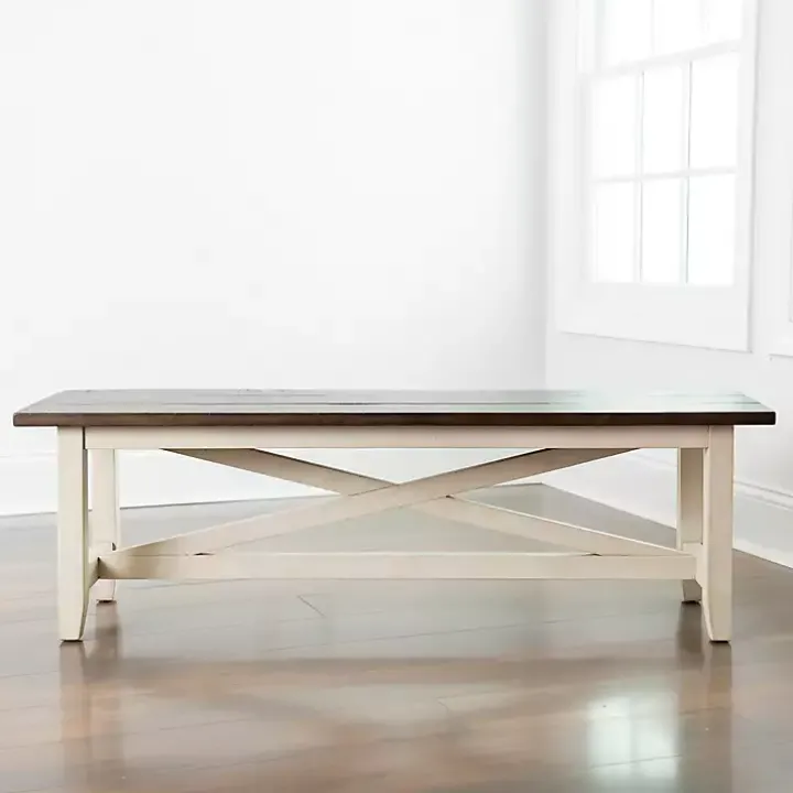 Dark Brown and Ivory Jackson Dining Bench