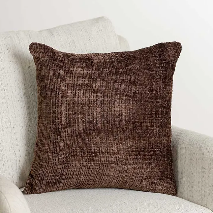 Dark Brown Chenille Textured Pillow