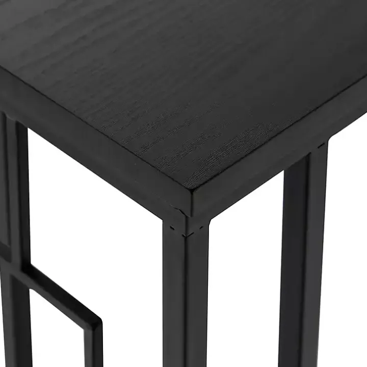 Dark Brown Metal C-Shaped Accent Table