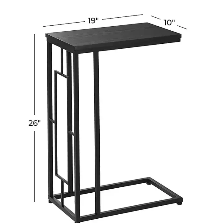 Dark Brown Metal C-Shaped Accent Table