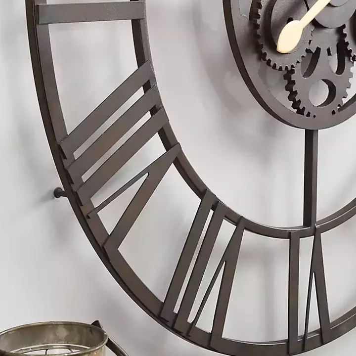 Dark Brown Rutherford Gears Wall Clock