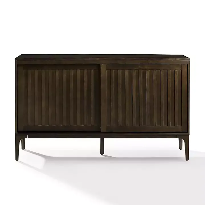 Dark Brown Slatted Sliding Door Sideboard