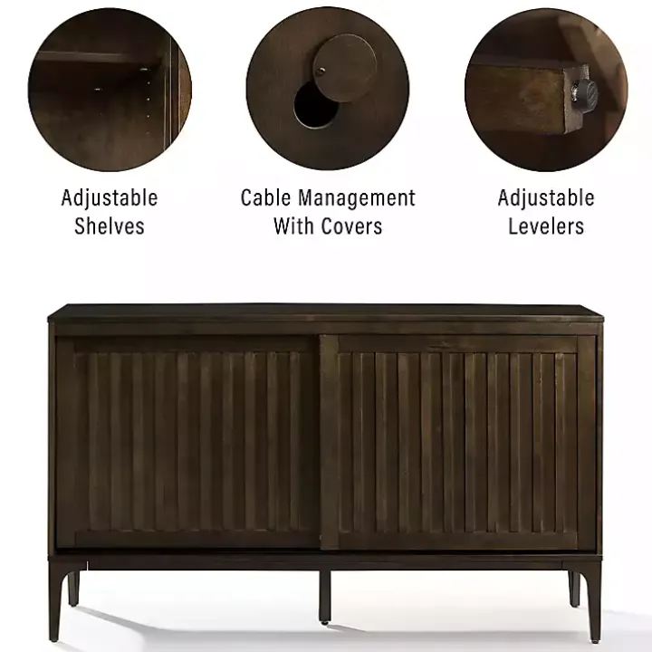 Dark Brown Slatted Sliding Door Sideboard