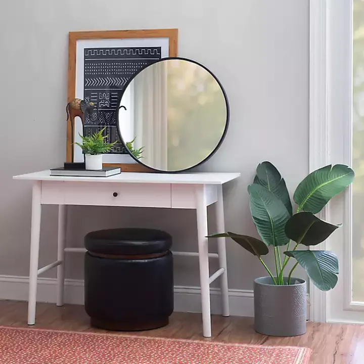Dark Brown Wood 1-Drawer Midcentury Modern Desk