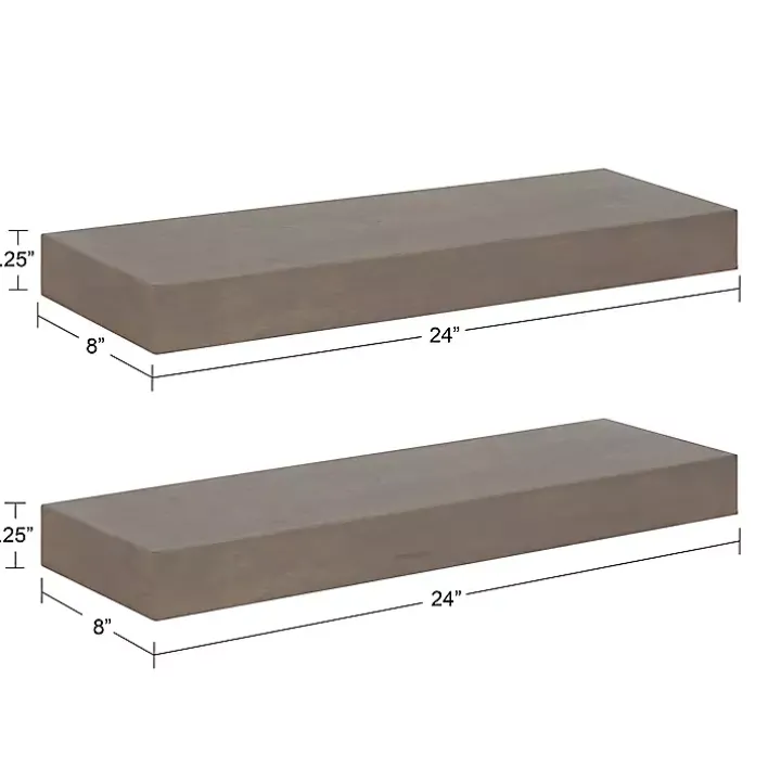 Dark Brown Wood Floating Shelves, Set of 2