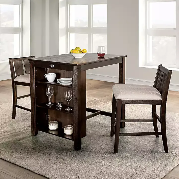 Dark Cherry Wood Kayla Counter Height 3-pc. Set