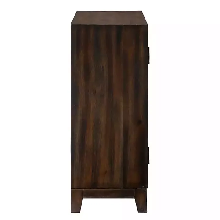 Dark Chestnut Medallion Carved Cabinet