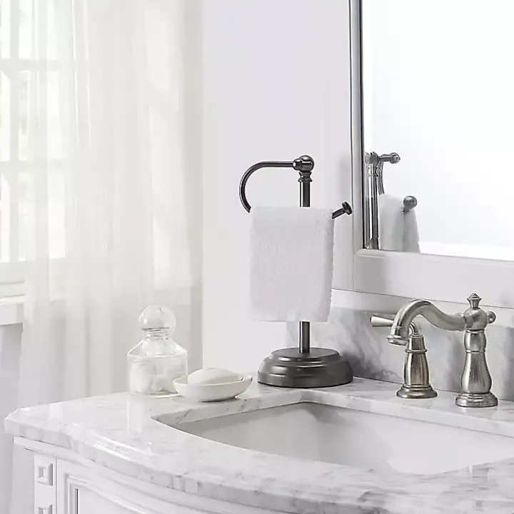 Dark Chrome Hook Countertop Towel Holder