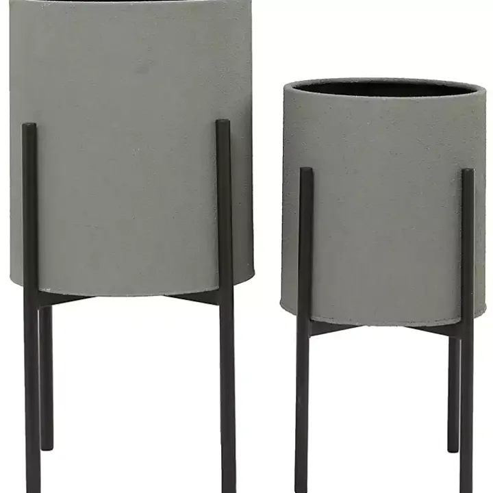 Dark Gray Barrel 2-pc. Planter Set