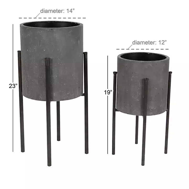 Dark Gray Barrel 2-pc. Planter Set
