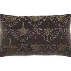 Dark Gray Beaded Deco Lumbar Pillow