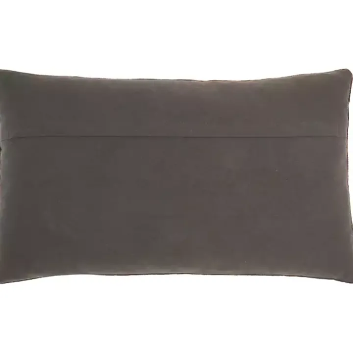 Dark Gray Beaded Deco Lumbar Pillow