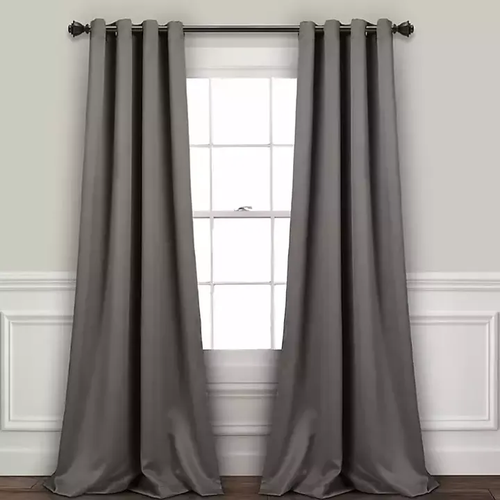 Dark Gray Blackout Curtain Panel Set, 120 in.
