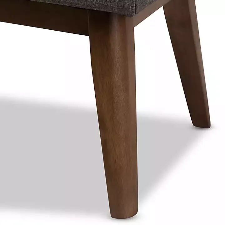 Dark Gray Tufted Walnut Wood Bench