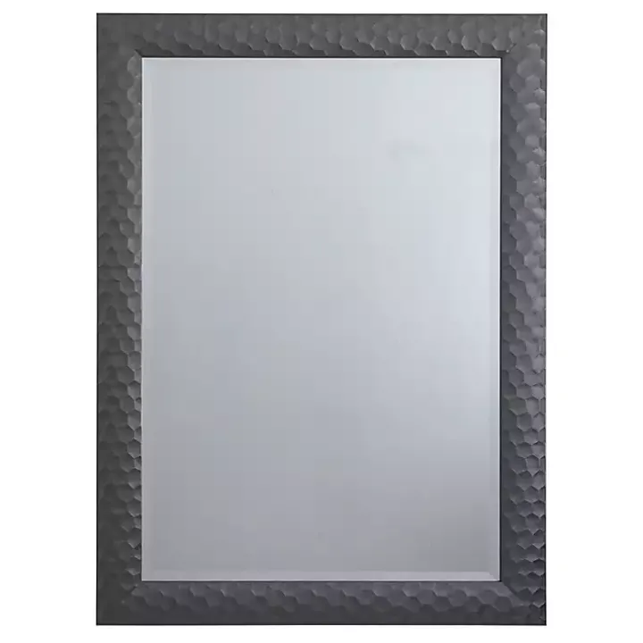 Dark Gray Wood Framed Beveled Edge Wall Mirror