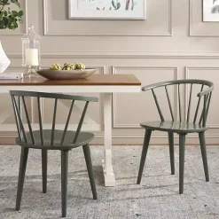 Dark Green Blanchard Dining Chairs, Set of 2