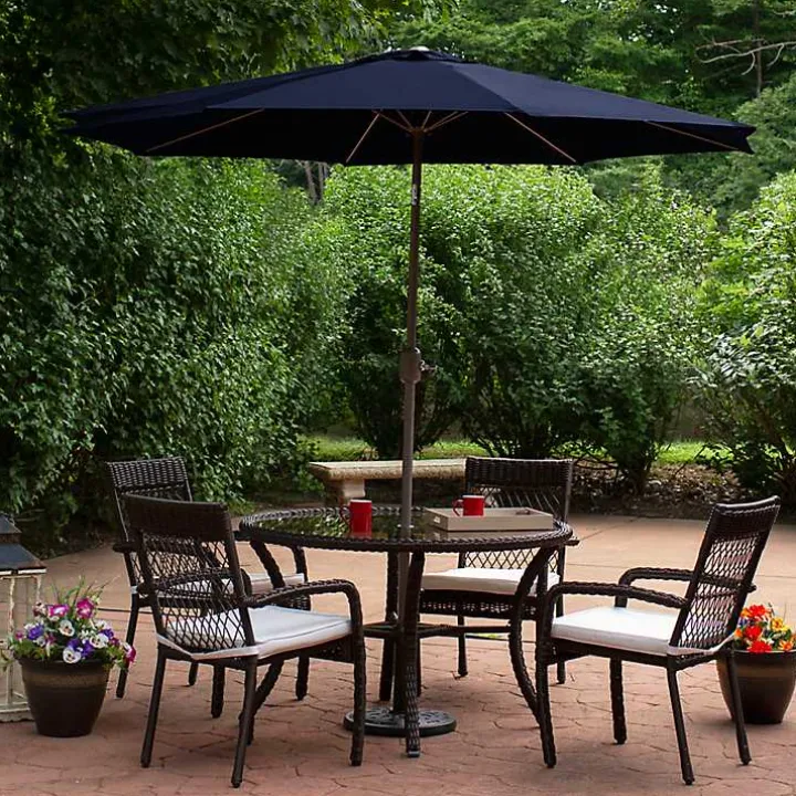 Dark Navy Tilt Hand Crank Outdoor Umbrella