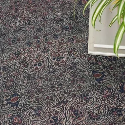 Dark Vintage Floral Washable Area Rug, 5x7