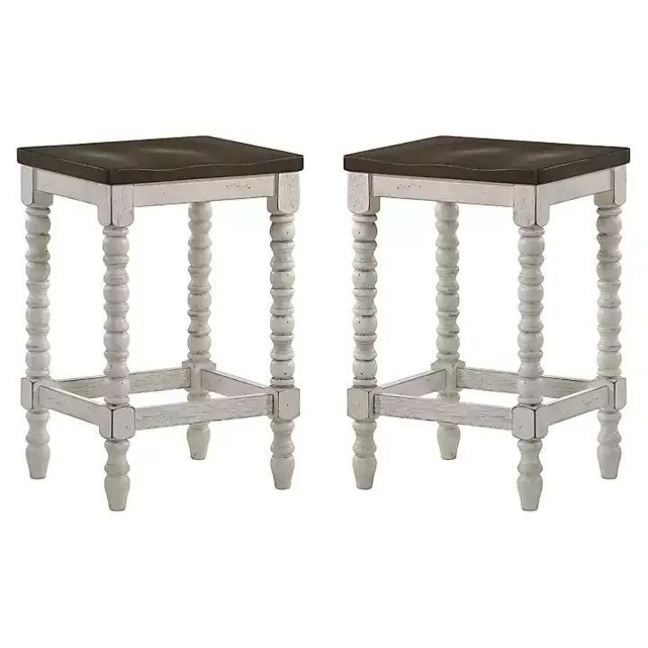 Dark Walnut & White Wood Ema 2-pc. Counter Stools