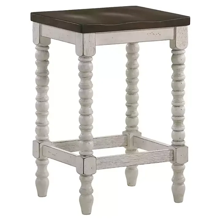 Dark Walnut & White Wood Ema 2-pc. Counter Stools