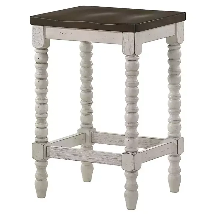 Dark Walnut & White Wood Ema 2-pc. Counter Stools