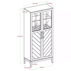 Dark Walnut Chevron Wooden Storage Cabinet