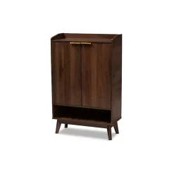 Dark Walnut 5-Shelf Wooden Shoe Cabinet