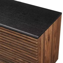 Dark Walnut Slatted 4-Drawer Cabinet