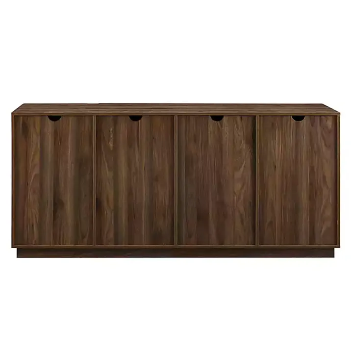 Dark Walnut Wood and Black Metal Sideboard