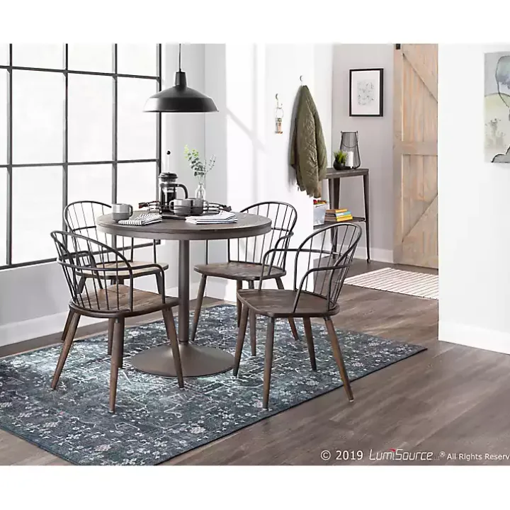 Dark Walnut Wood Spindle Dining Chairs, Set of 2