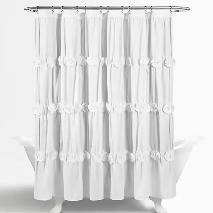 Darla White Floral Shower Curtain