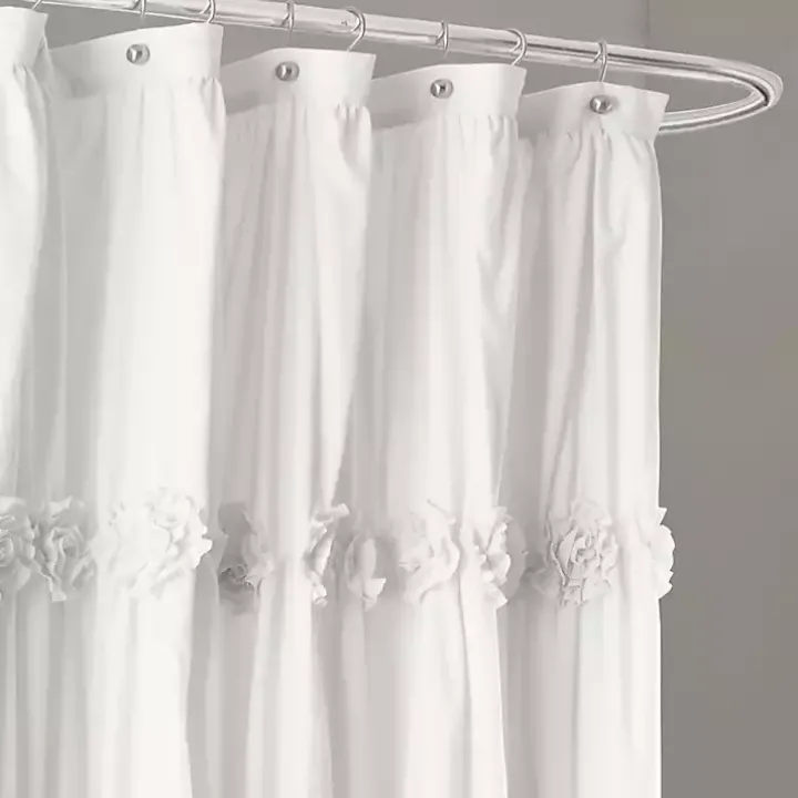 Darla White Floral Shower Curtain