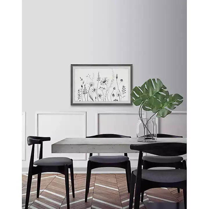 Deckled Gray Flower Fields Framed Art Print