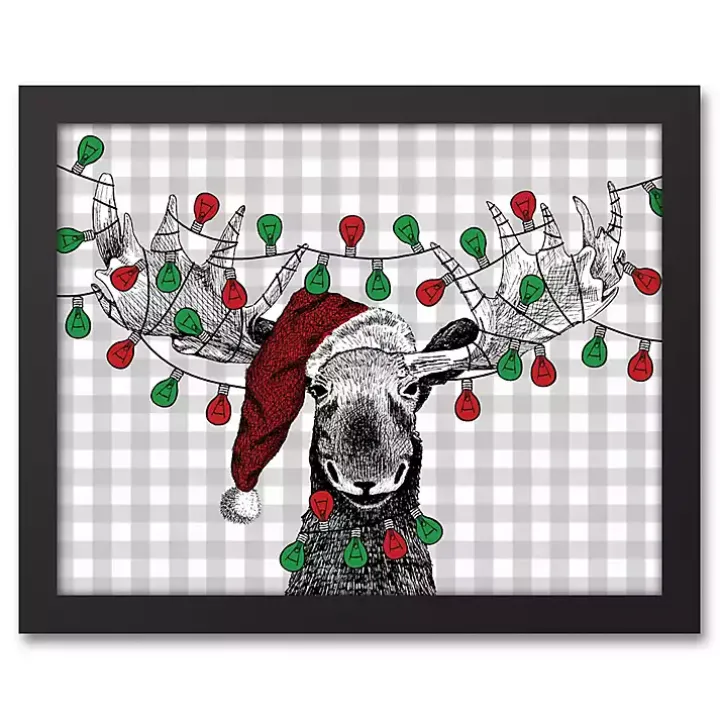 Decorated Moose Framed Canvas Art Print