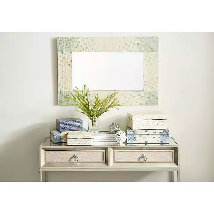 Decorative Mussel Shell Wood Boxes, Set of 2