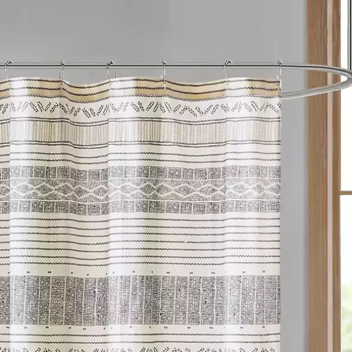 Decorative Stripe Tassel Shower Curtain