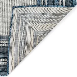 Deep Aqua Threaded Frame Outdoor Area Rug, 6x9