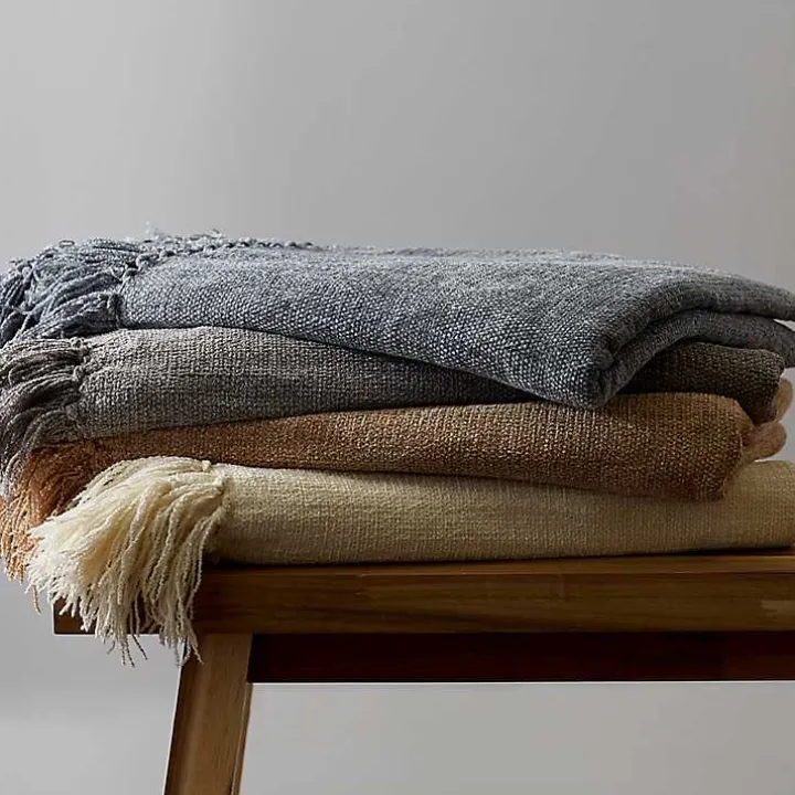 Demin Blue Chenille Fringe Throw