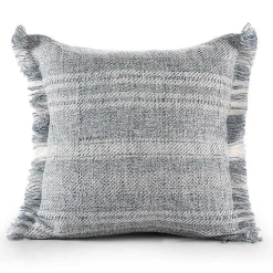 Denim Contemporary Stripe Outdoor Throw Pillow