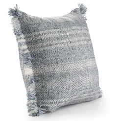 Denim Contemporary Stripe Outdoor Throw Pillow
