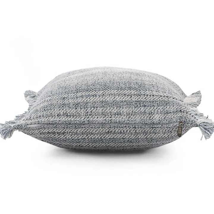 Denim Contemporary Stripe Outdoor Throw Pillow