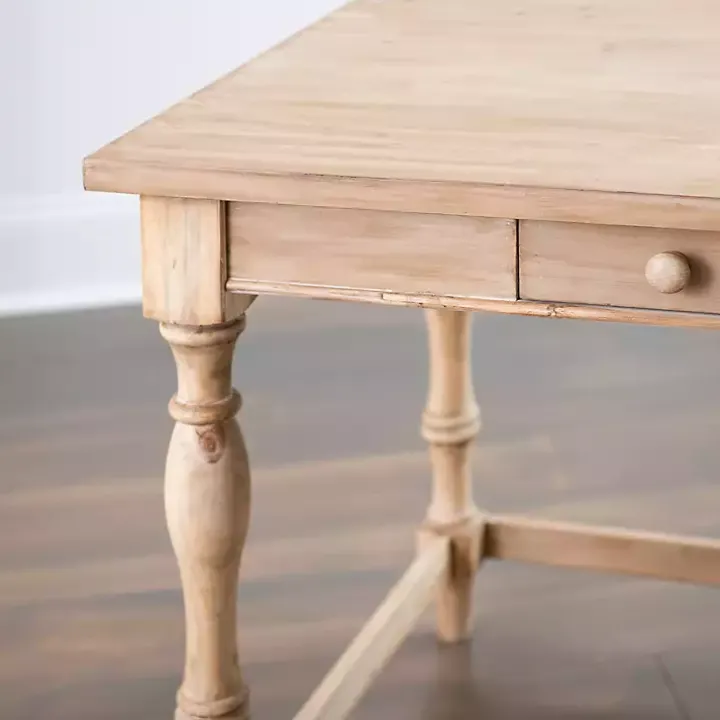 Diane Spindle Leg Blond Wood Desk