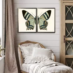 Diptych Butterfly Framed Art Print, Set of 2